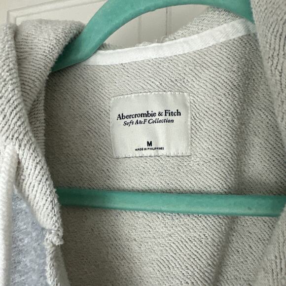 Abercrombie & Fitch Soft AF Hoodie Pullover Sweatshirt gray french terry Medium - Picture 2 of 3